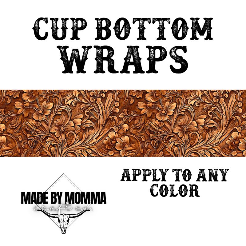 Tooled Leather Cup Border Wrap || Cheat Clear Waterslide™ or Cheat Clear Sticker