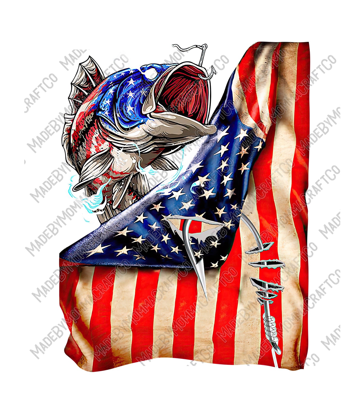 American Flag Bass - Cheat Clear Waterslide™ or White Cast Sticker