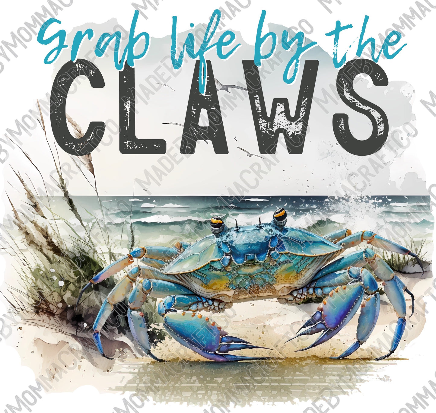 Grab Life By The Claws Blue Crab Fishing - Cheat Clear Waterslide™ or White Cast Sticker