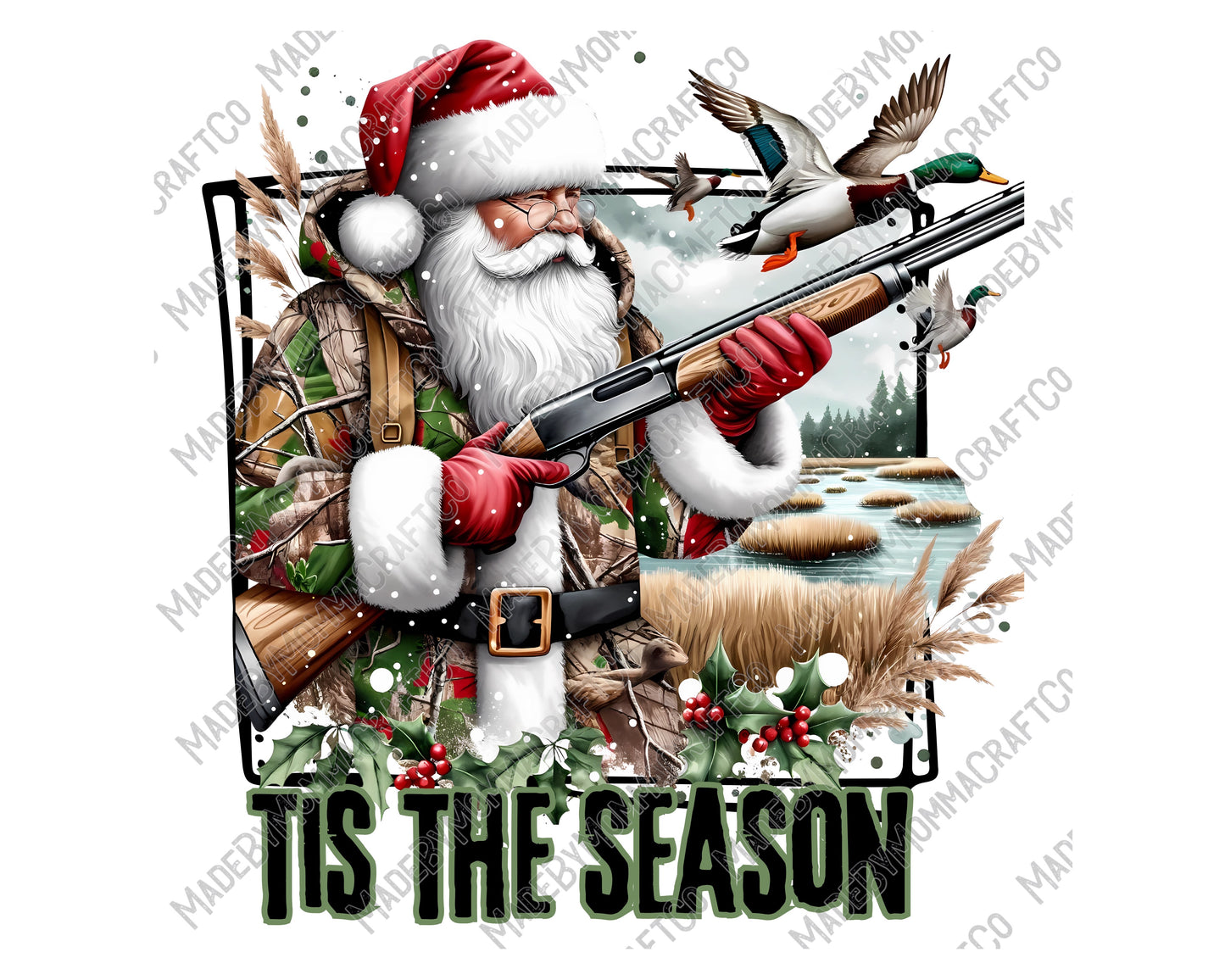 Tis The Season Santa Duck Hunting - Christmas - Cheat Clear Waterslide™ or White Cast Sticker