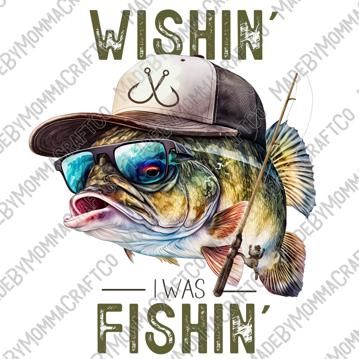 Wishin I Was Fishing Bass - Cheat Clear Waterslide™ or White Cast Sticker