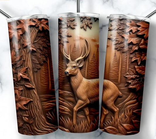 3D Rustic Leather Deer Sublimation or Waterslide Wrap - 20oz and 30oz
