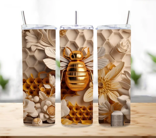 3D Bee Honeycomb Sublimation or Waterslide Wrap - 20oz and 30oz