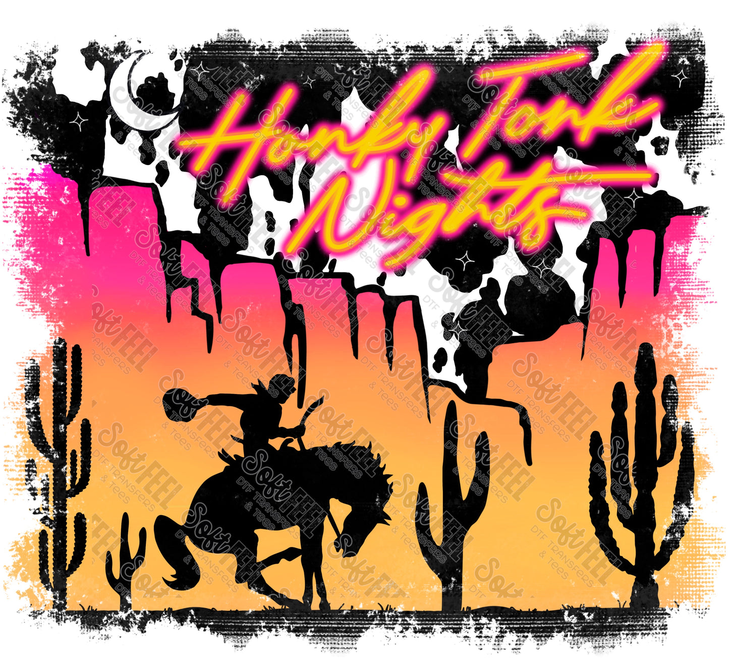 Honky Tonk Nights - Country Western / Retro - Direct To Film Transfer / DTF - Heat Press Clothing Transfer