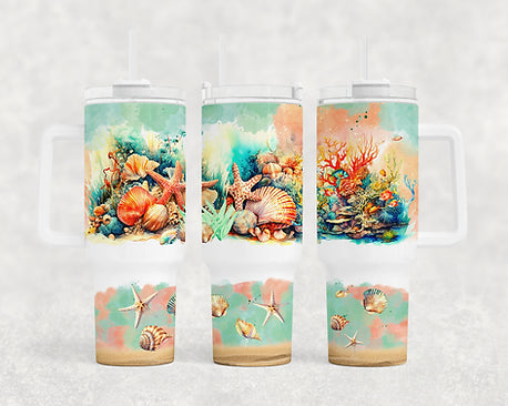 Ocean - 40oz Handle Tumbler - Sublimation or Waterslide Wrap