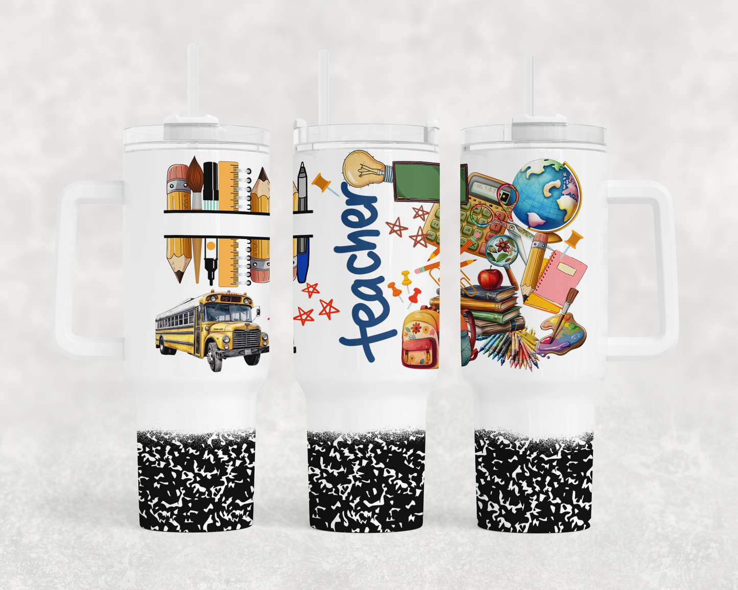 Teacher - 40oz Handle Tumbler - Sublimation or Waterslide Wrap