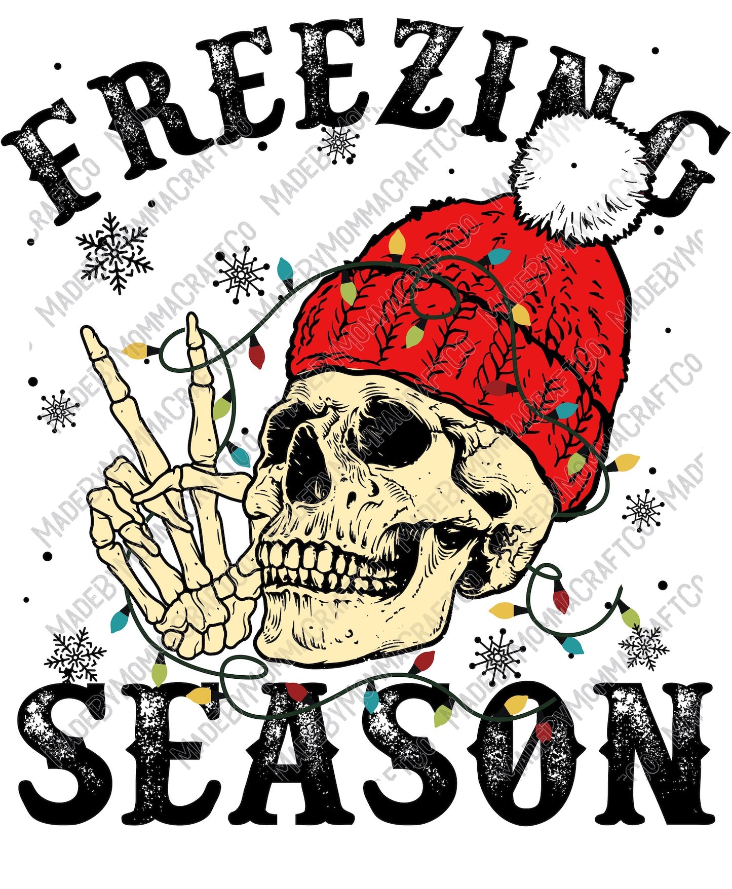 Freezing Season Skeleton Halloween Fall -Cheat Clear Waterslide™ or White Cast Sticker