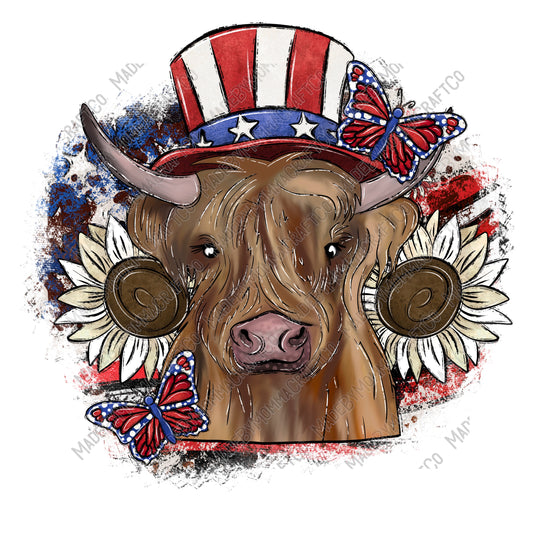 4th of July Cow - Cheat Clear Waterslide™ or White Cast Sticker