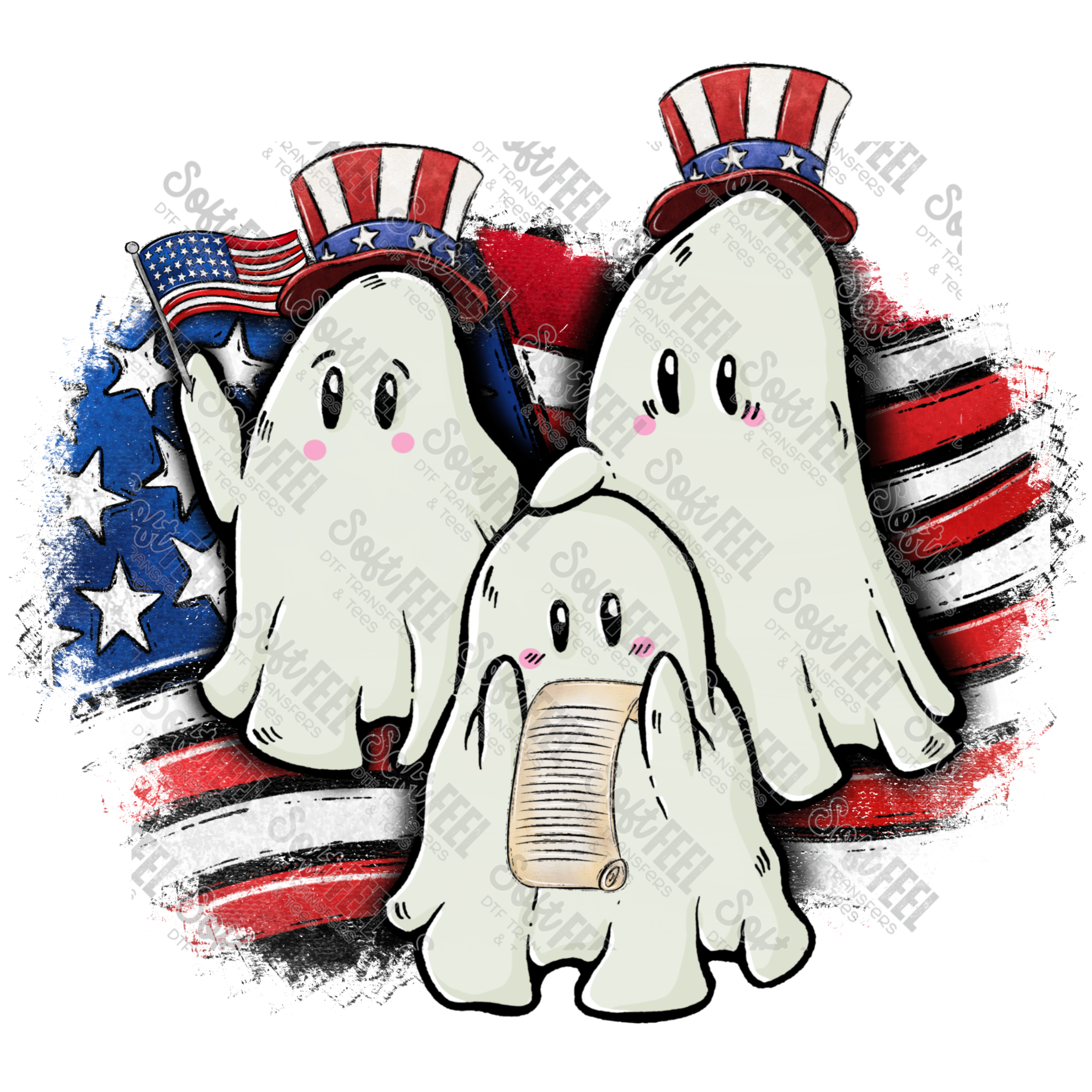 4th Of July Ghosts - Patriotic - Direct To Film Transfer / DTF - Heat Press Clothing Transfer