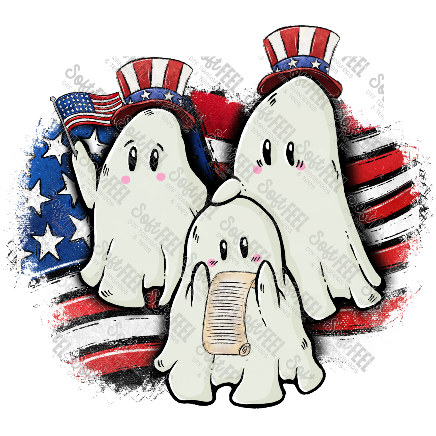 4th Of July Ghosts - Patriotic - Direct To Film Transfer / DTF - Heat Press Clothing Transfer