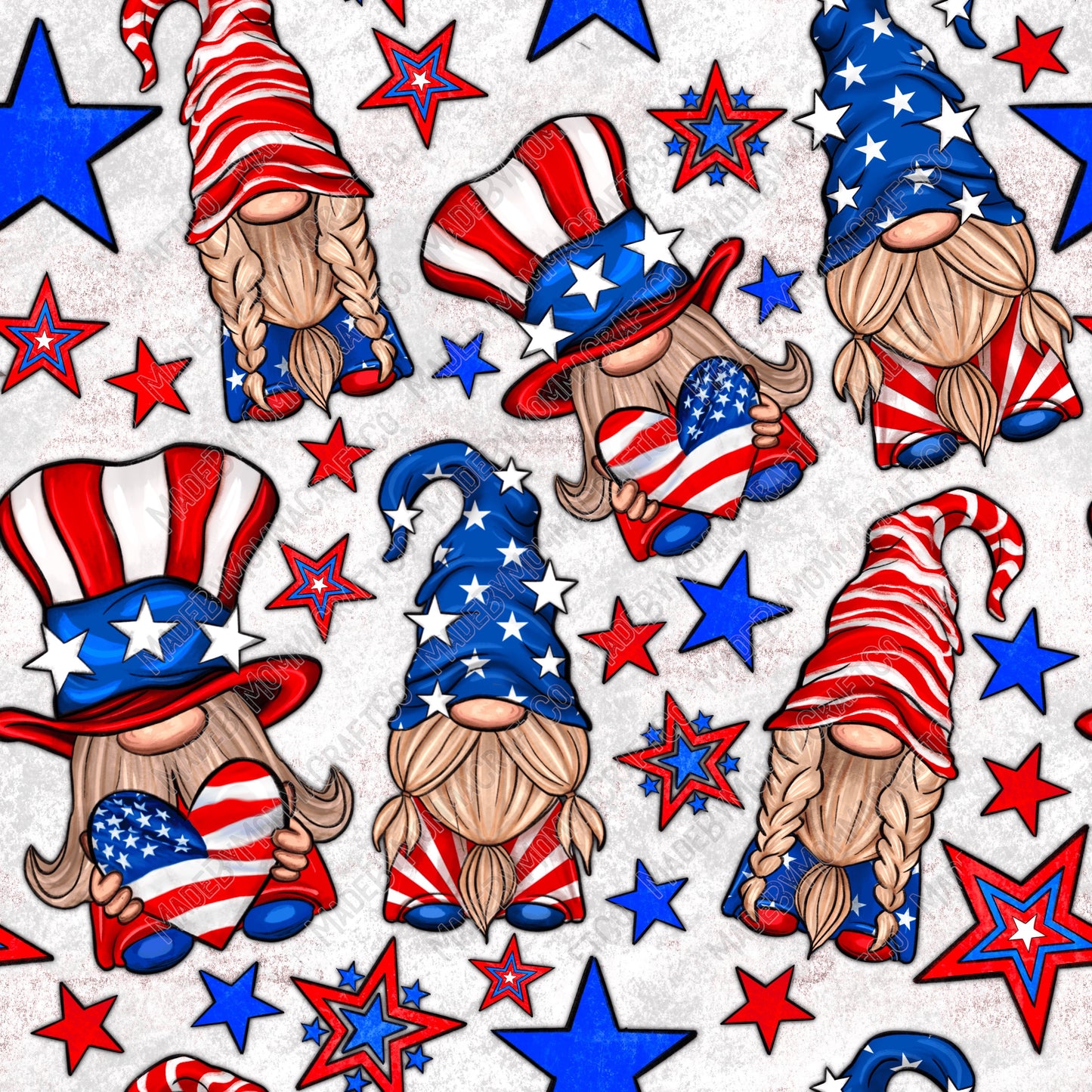 4th of July 1 Patriotic Gnome - Vinyl Or Waterslide Seamless Wrap