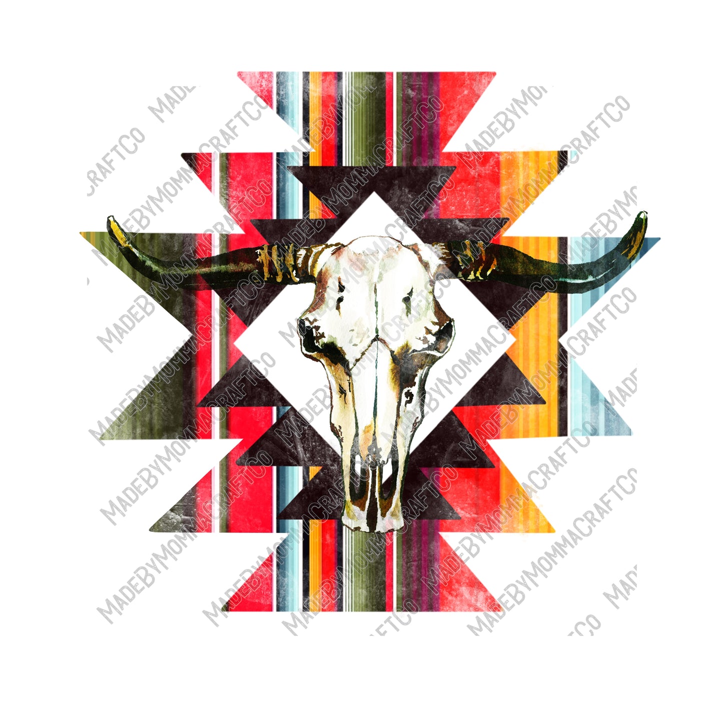 Bull Skull - Country Western / Retro - Cheat Clear Waterslide™ or White Cast Sticker