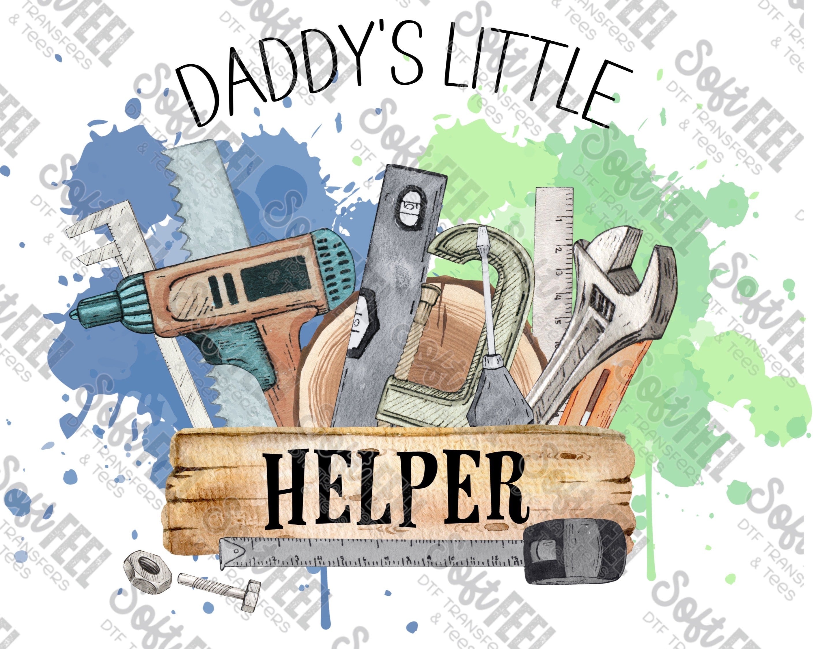 Daddy&#39;s Little Helper Blue - Youth - Direct To Film Transfer / DTF - Heat Press Clothing Transfer