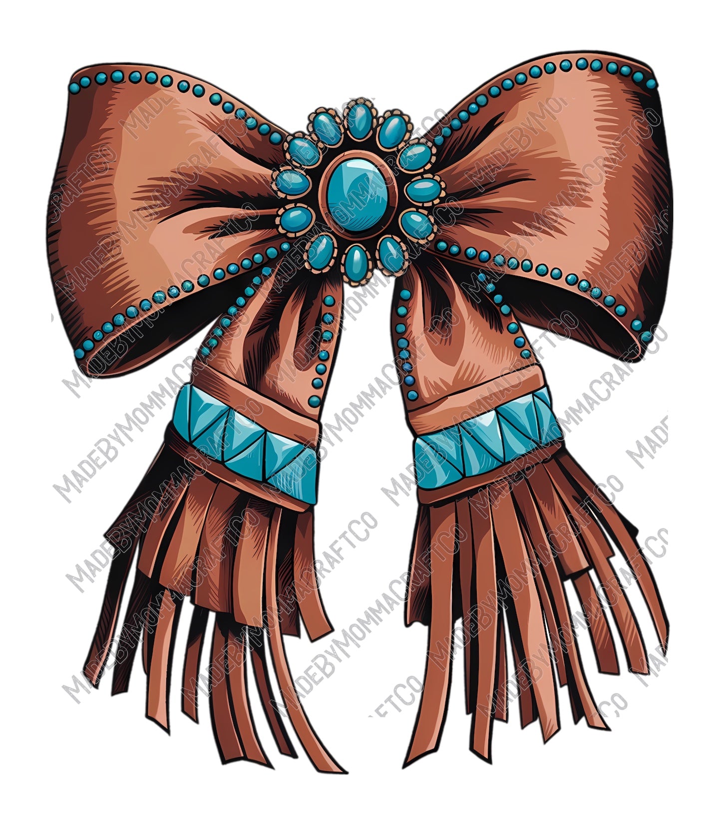 Tumbler Bow Turquoise Concho Leather - Country Western -Cheat Clear Waterslide™ or White Cast Sticker