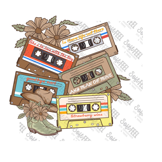 90's Country Tapes - Country Western / Music - Direct To Film Transfer / DTF - Heat Press Clothing Transfer