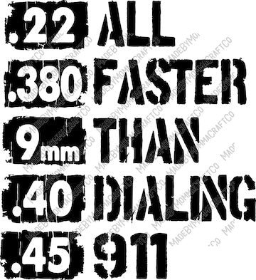 All Faster Than Dialing 911 - America / Patriotic - Cheat Clear Waterslide™ or White Cast Sticker