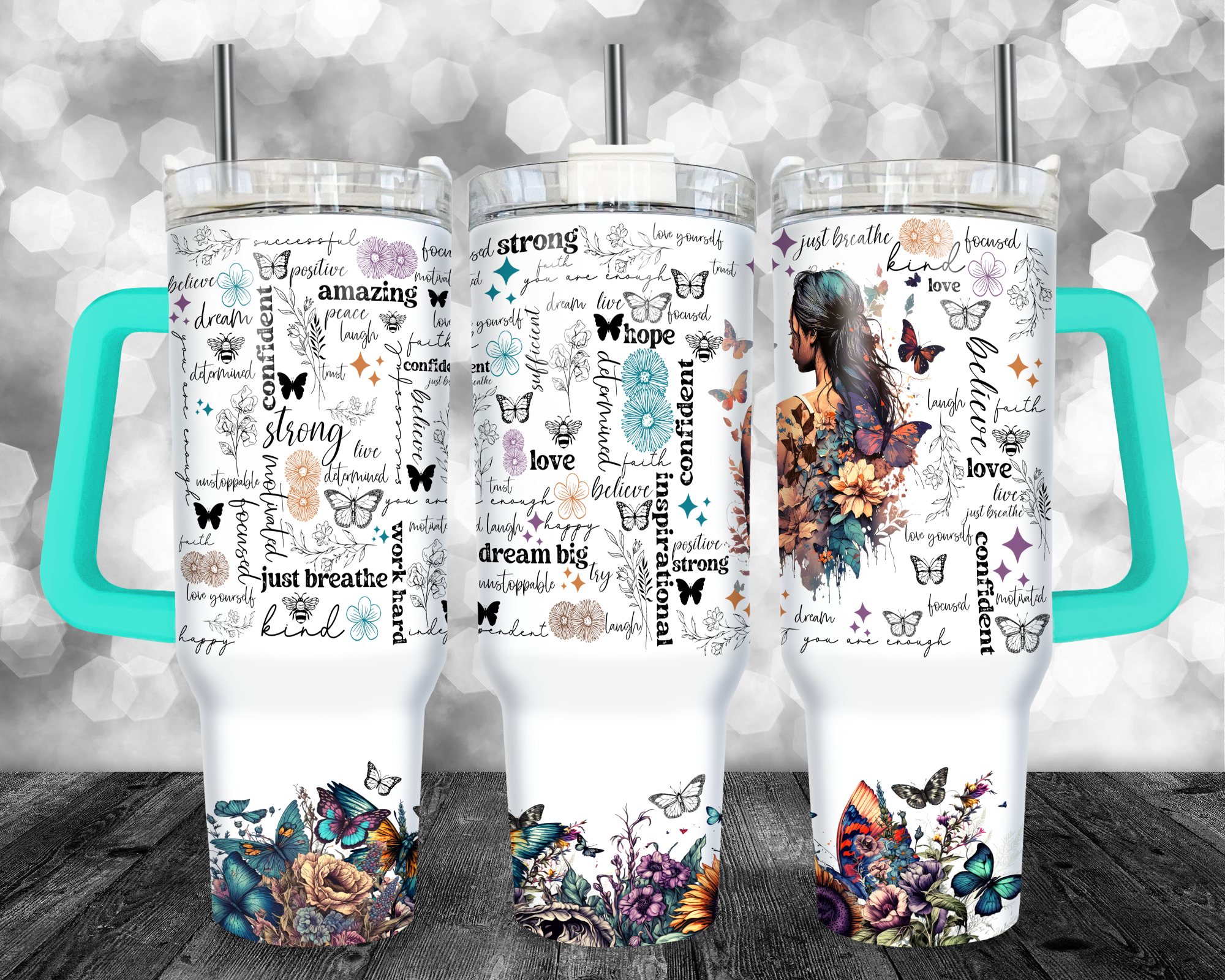 Affirmations 3 - 40oz Handle Tumbler - Sublimation or Waterslide Wrap