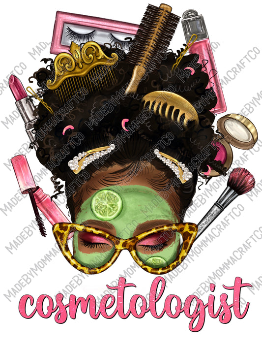 Afro Messy Bun Cosmetologist - Occupations / Messy Bun - Cheat Clear Waterslide™ or Cheat Clear Sticker Decal