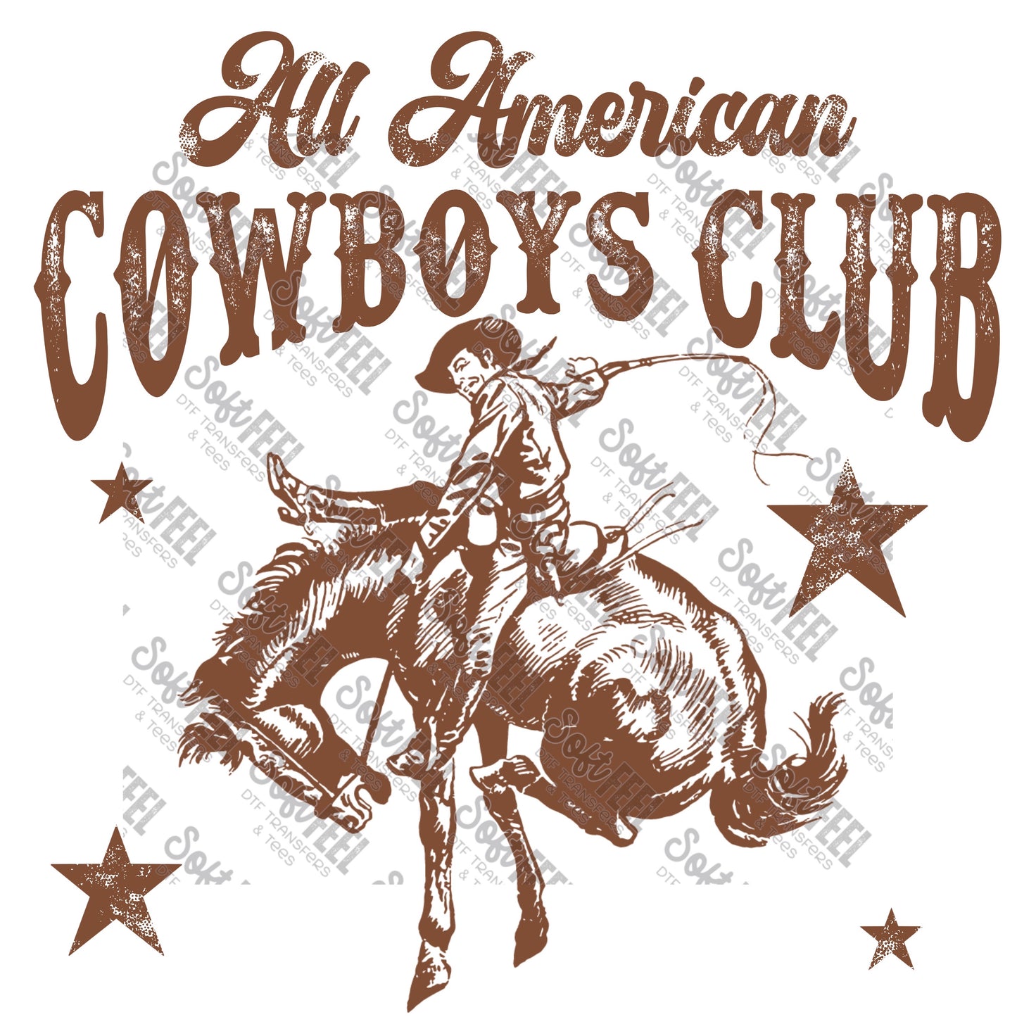 All American Cowboys Club 1 - Country Western - Direct To Film Transfer / DTF - Heat Press Clothing Transfer