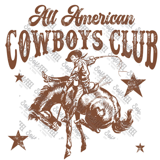 All American Cowboys Club 1 - Country Western - Direct To Film Transfer / DTF - Heat Press Clothing Transfer