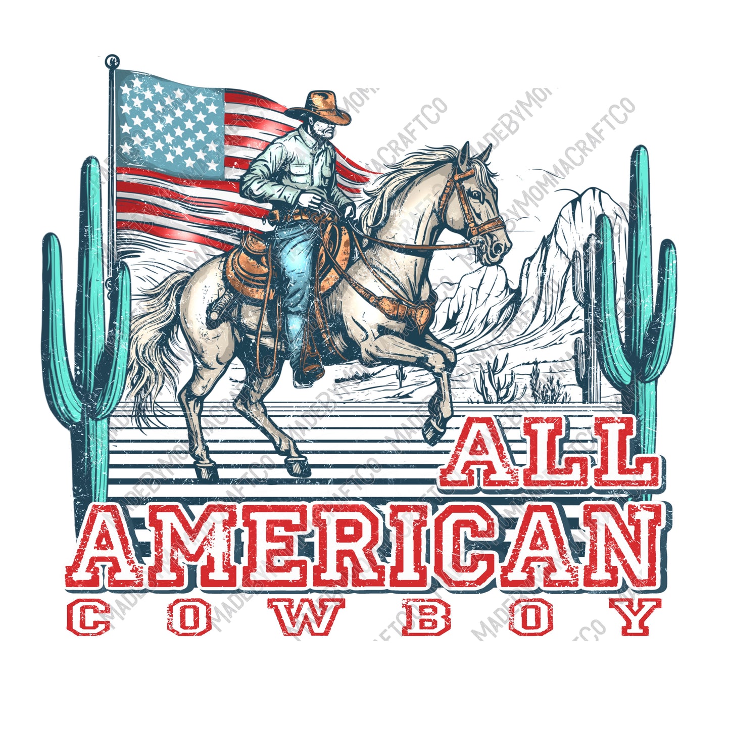 All American Cowboy - Western - Cheat Clear Waterslide™ or White Cast Sticker