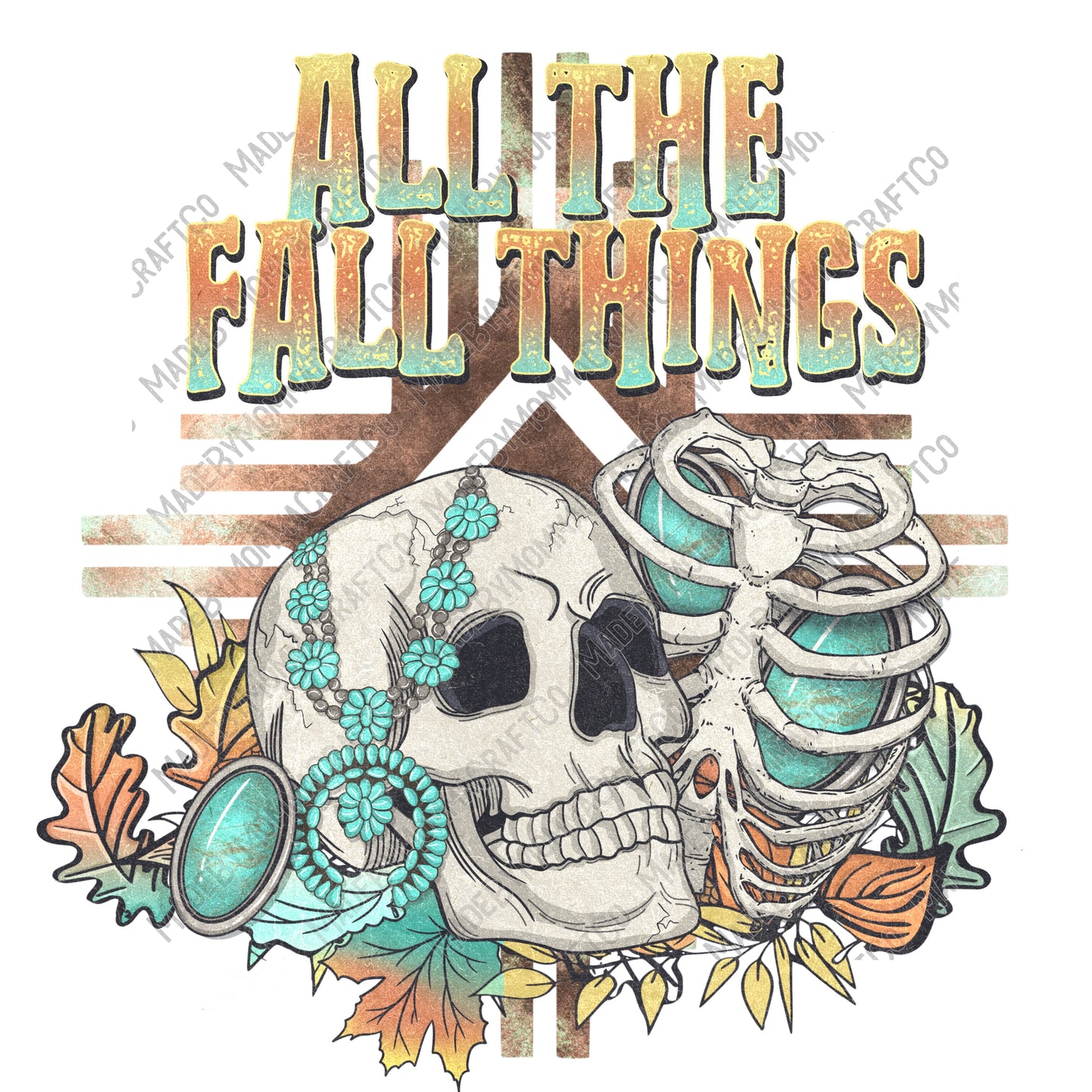 All Things Fall Turquoise Skeleton - Western Fall - Cheat Clear Waterslide™ or White Cast Sticker