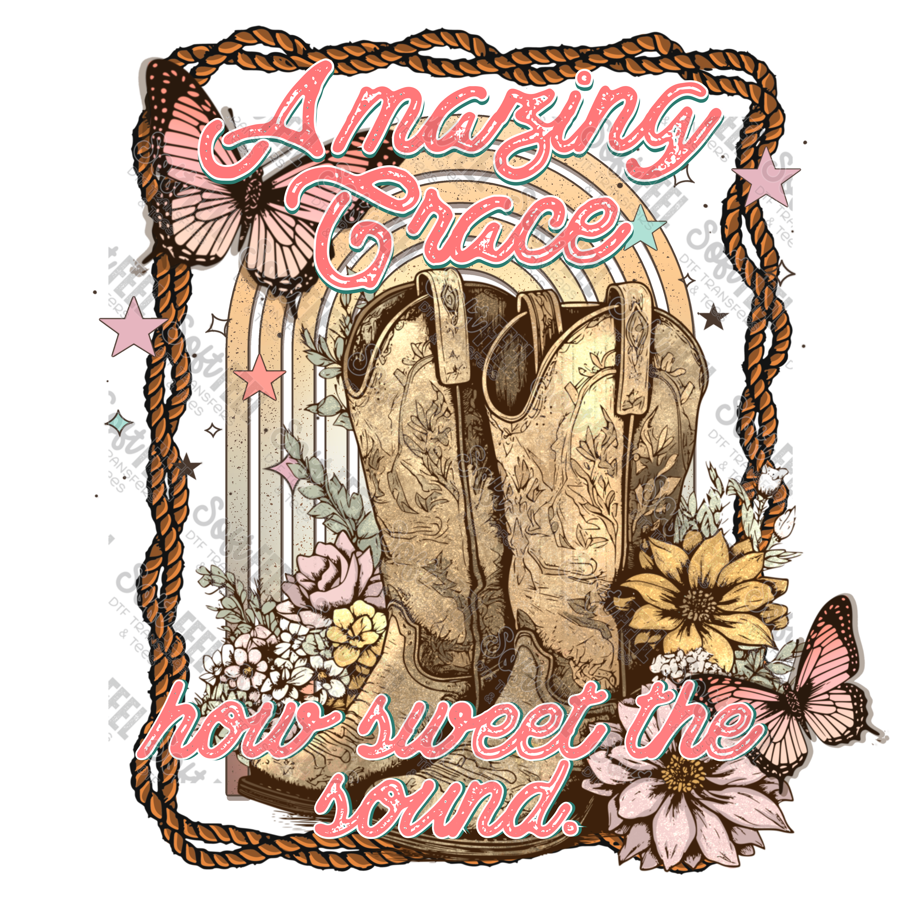 Amazing Grace - Western - Direct To Film Transfer / DTF - Heat Press Clothing Transfer