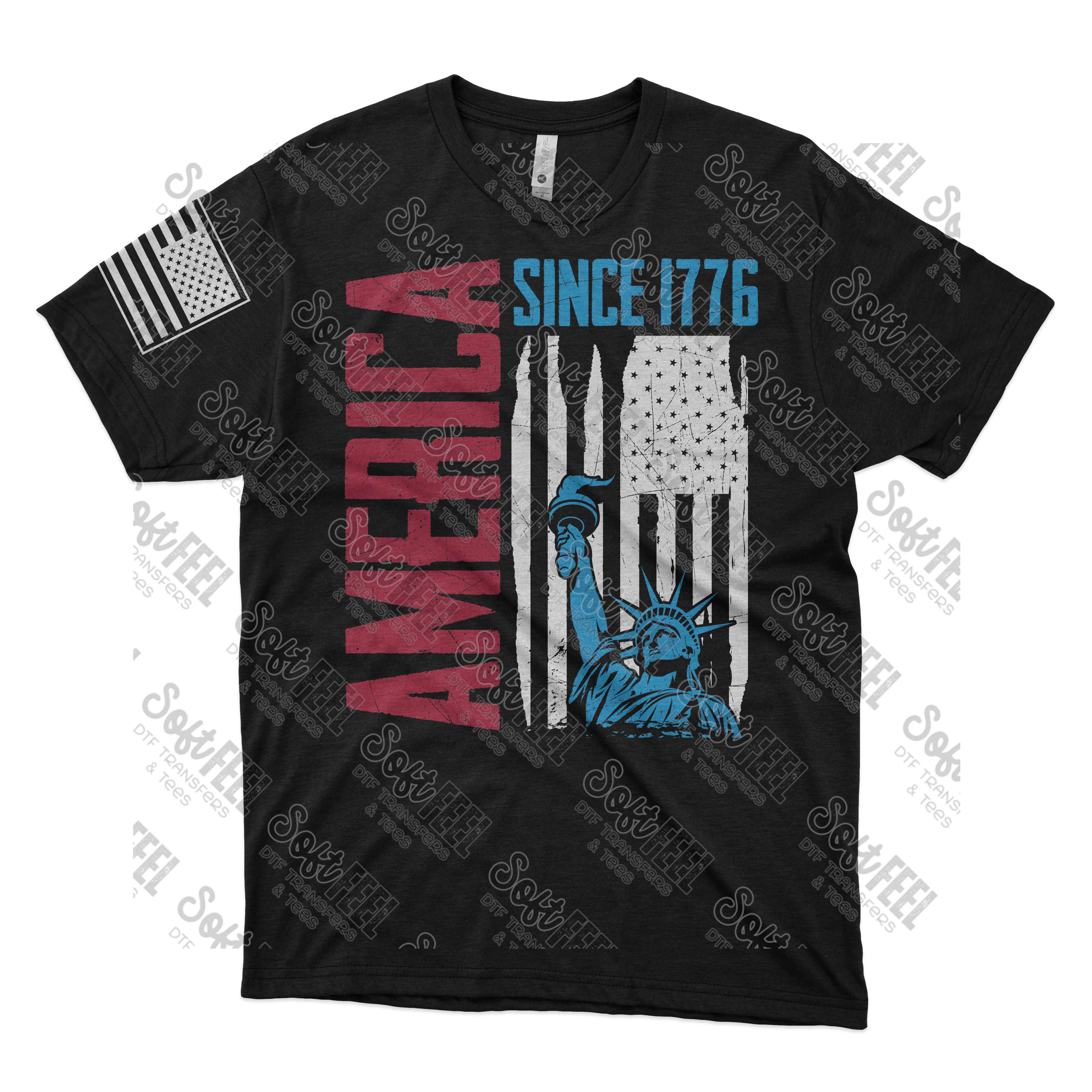 America Since 1776 - Men&#39;s / Patriotic - Direct To Film Transfer / DTF - Heat Press Clothing Transfer