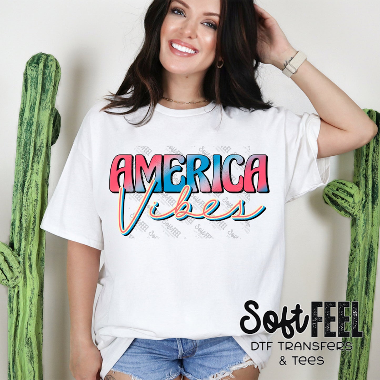 America Vibes - Retro / Patriotic - Direct To Film Transfer / DTF - Heat Press Clothing Transfer