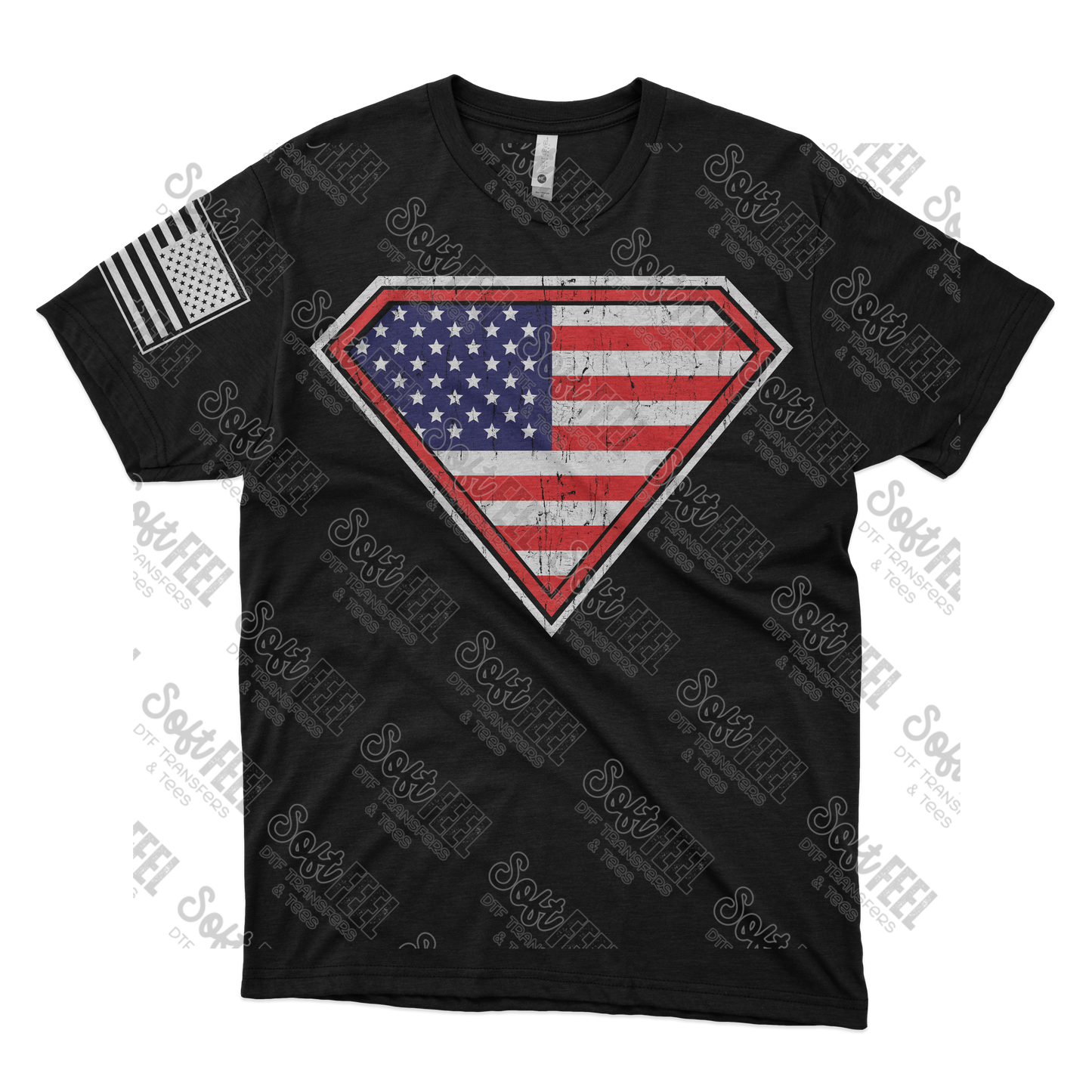 American Flag Shield - Men's / Patriotic - Direct To Film Transfer / DTF - Heat Press Clothing Transfer