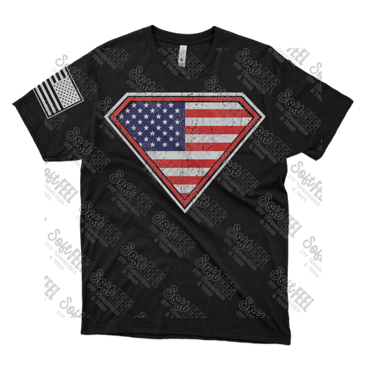 American Flag Shield - Men's / Patriotic - Direct To Film Transfer / DTF - Heat Press Clothing Transfer