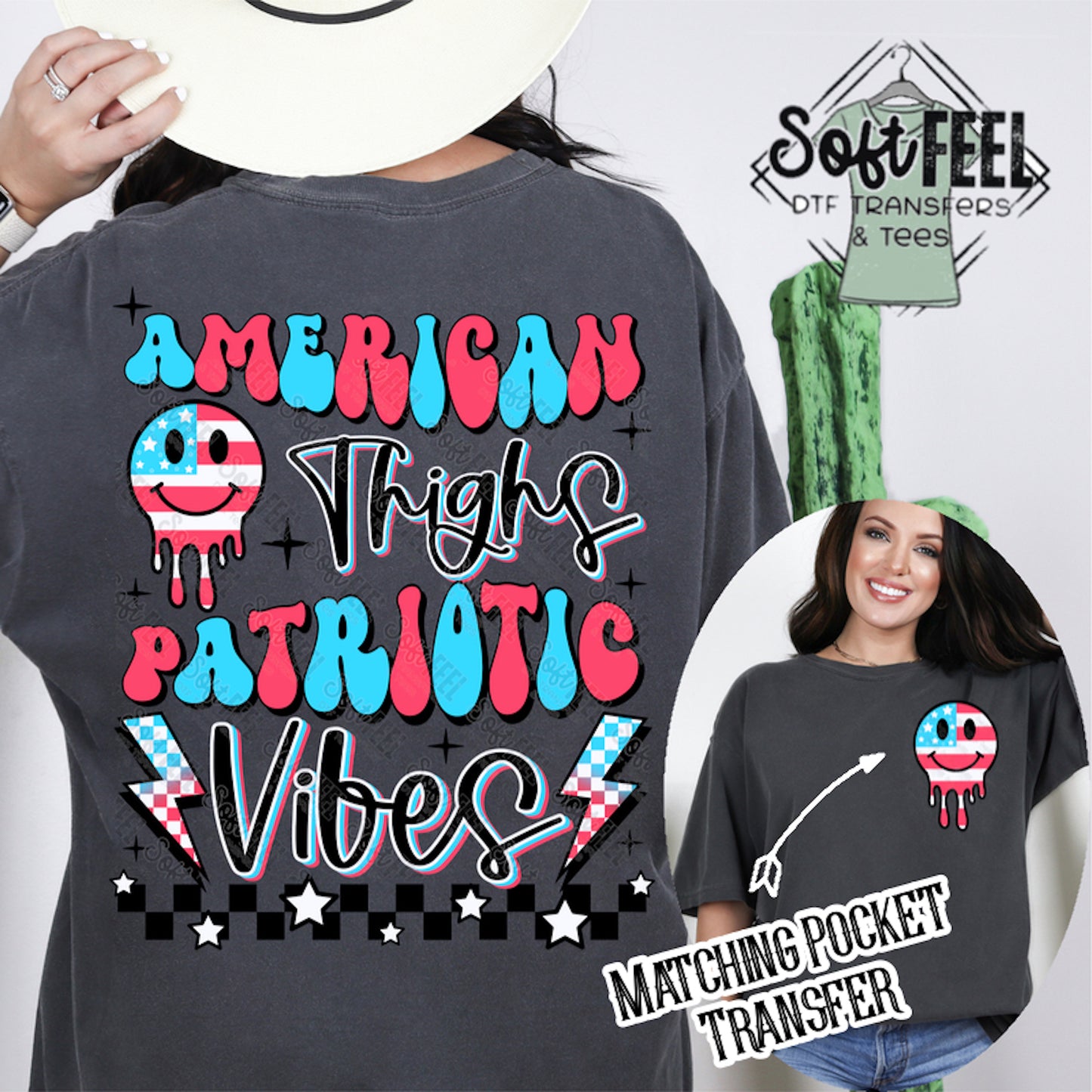 American Thighs Patriotic Vibes - Retro / Patriotic - Direct To Film Transfer / DTF - Heat Press Clothing Transfer