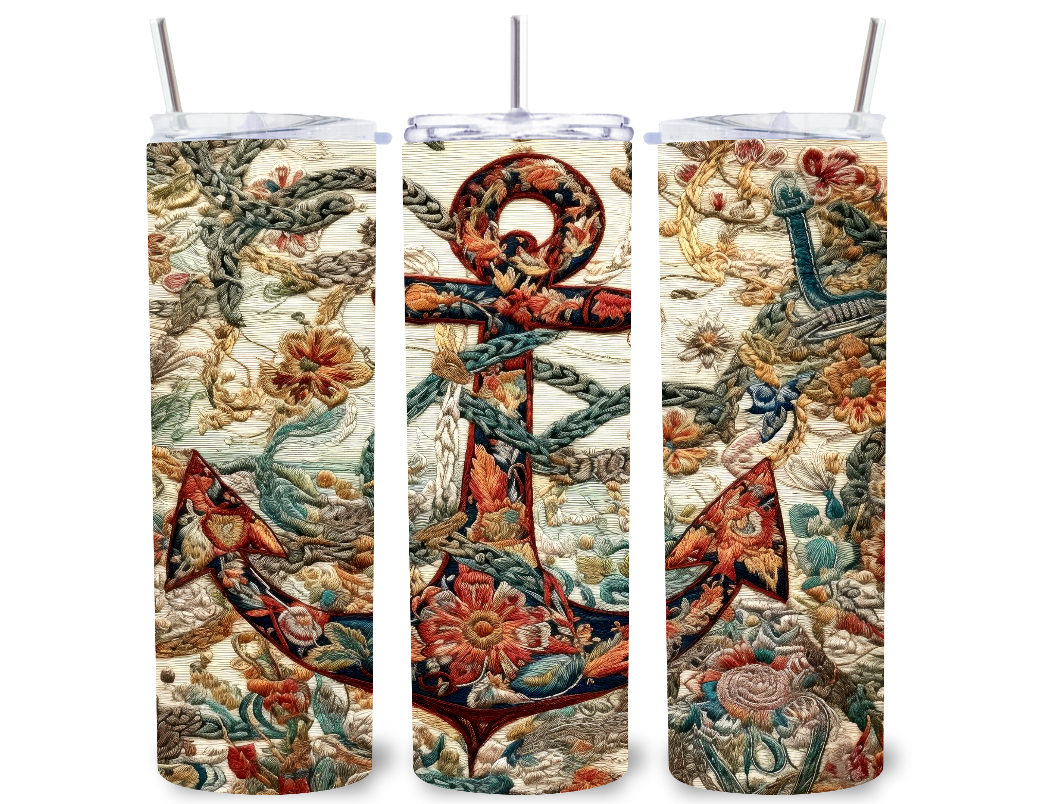 Embroidery Anchor - Summer - Sublimation or Waterslide Wrap - 20oz and 30oz