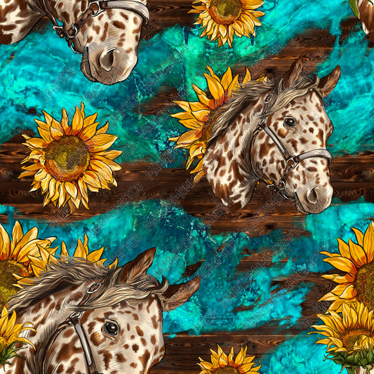 Appaloosa Horses And Sunflowers - Vinyl Or Waterslide Seamless Wrap