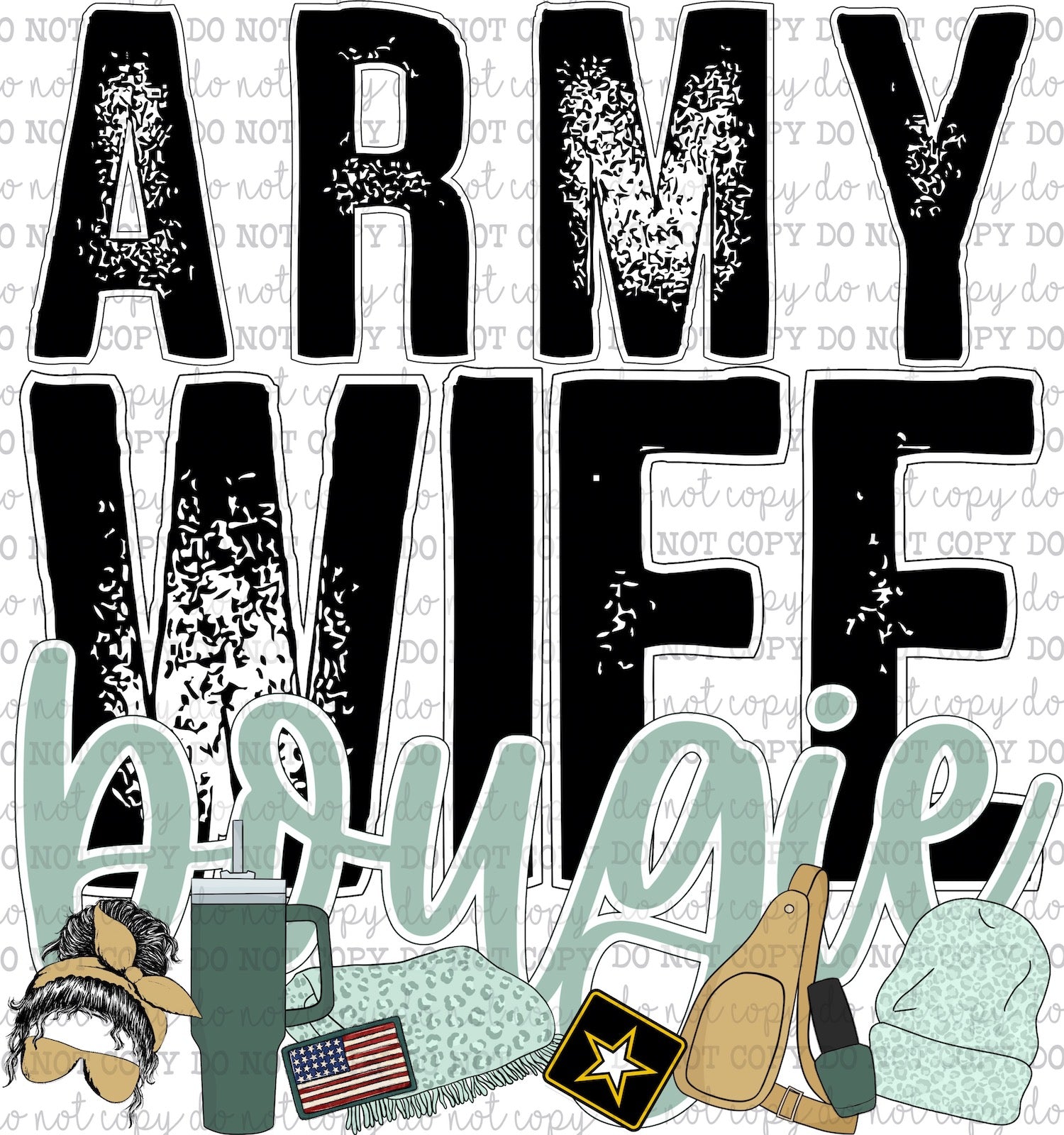 Army Wife Bougie - Occupations / Women / Military - Cheat Clear Waterslide™ or White Cast Sticker