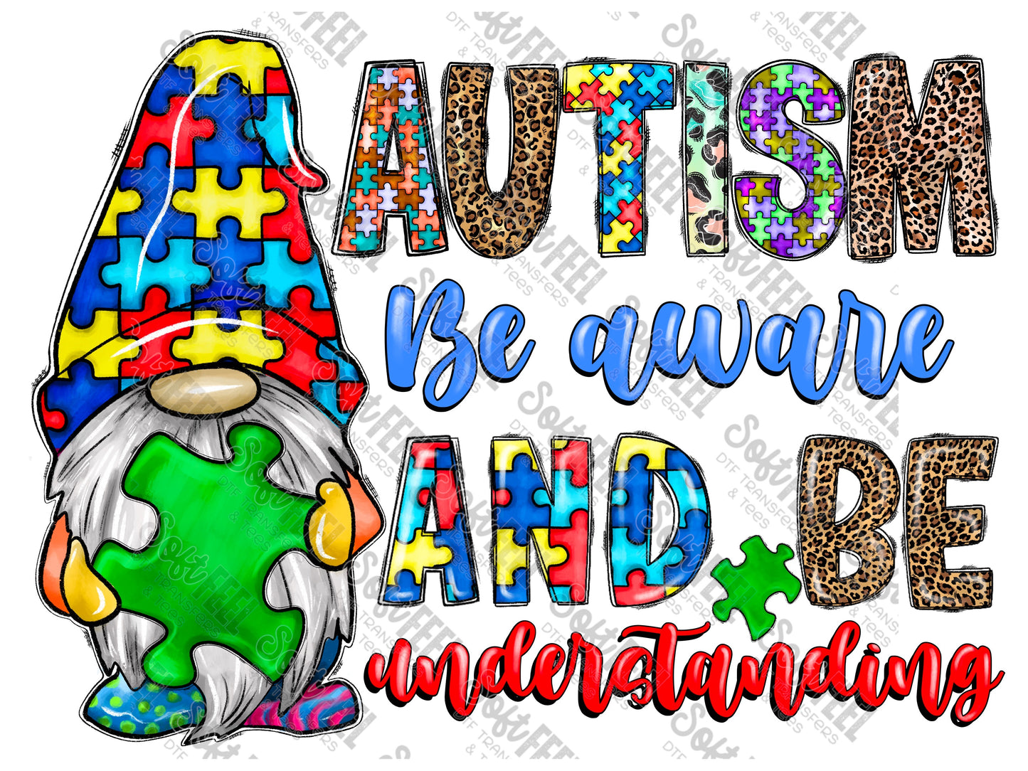 Autism Acceptance Gnome - Autism - Direct To Film Transfer / DTF - Heat Press Clothing Transfer