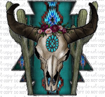 Aztec Boho Skull Cactus - Country Western - Cheat Clear Waterslide™ or White Cast Sticker