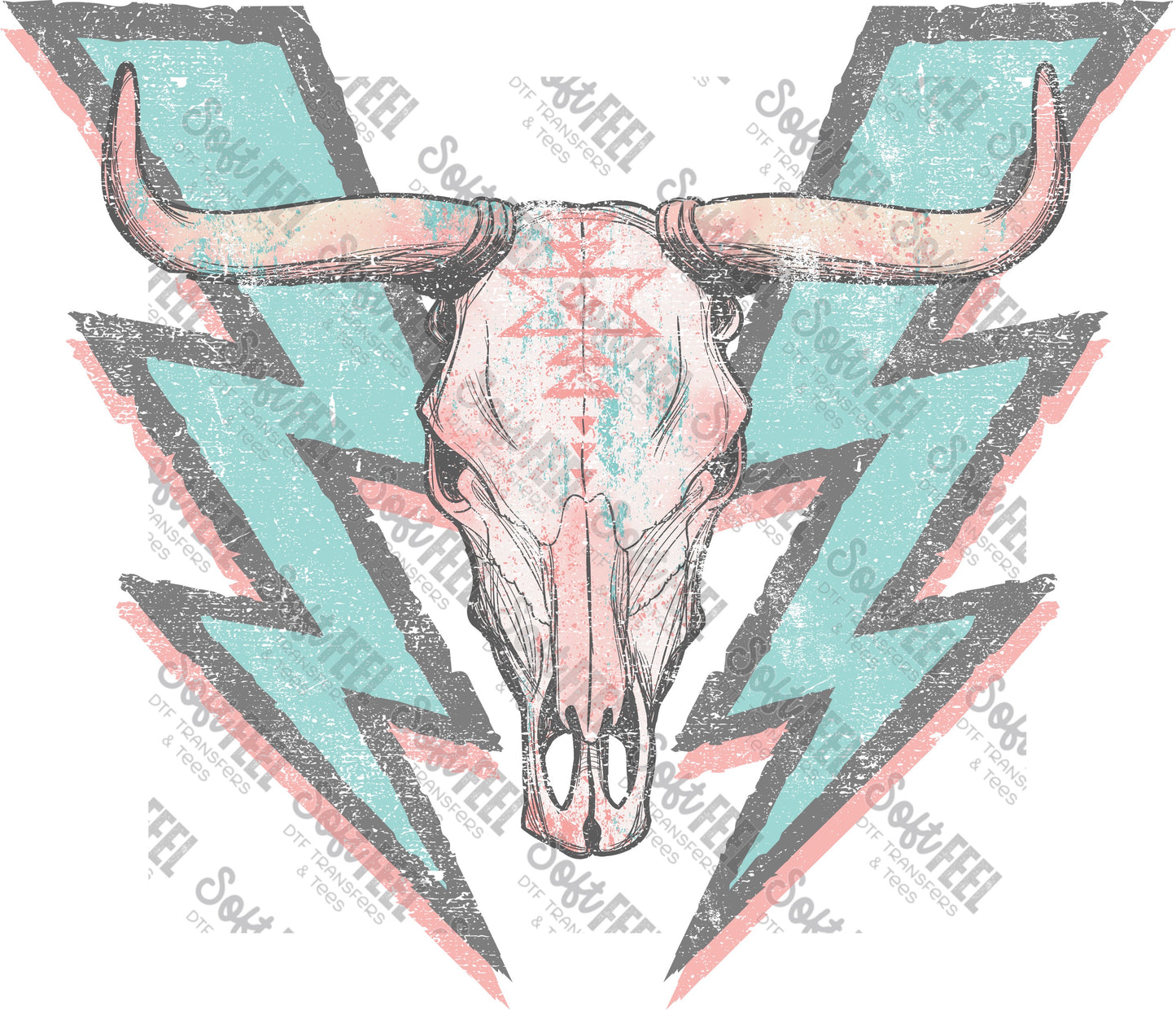 Aztec Bull Bolt 2 - Country Western - Direct To Film Transfer / DTF - Heat Press Clothing Transfer