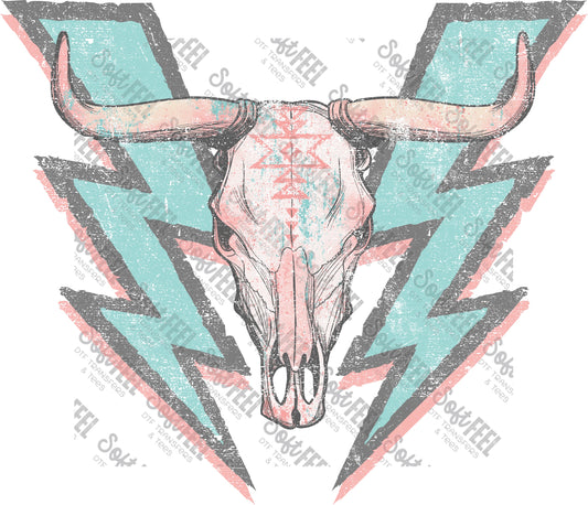 Aztec Bull Bolt 2 - Country Western - Direct To Film Transfer / DTF - Heat Press Clothing Transfer