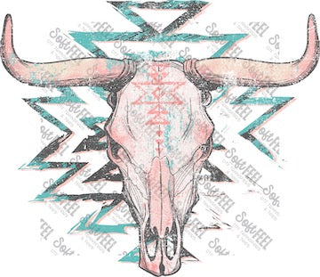 Aztec Bull - Country Western - Direct To Film Transfer / DTF - Heat Press Clothing Transfer