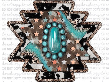 Aztec Cowhide Turquoise - Country Western - Cheat Clear Waterslide™ or White Cast Sticker