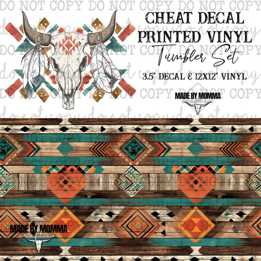 Aztec Skull - Vinyl & Decal Tumbler Set