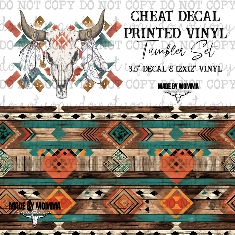 Aztec Skull - Vinyl &amp; Decal Tumbler Set