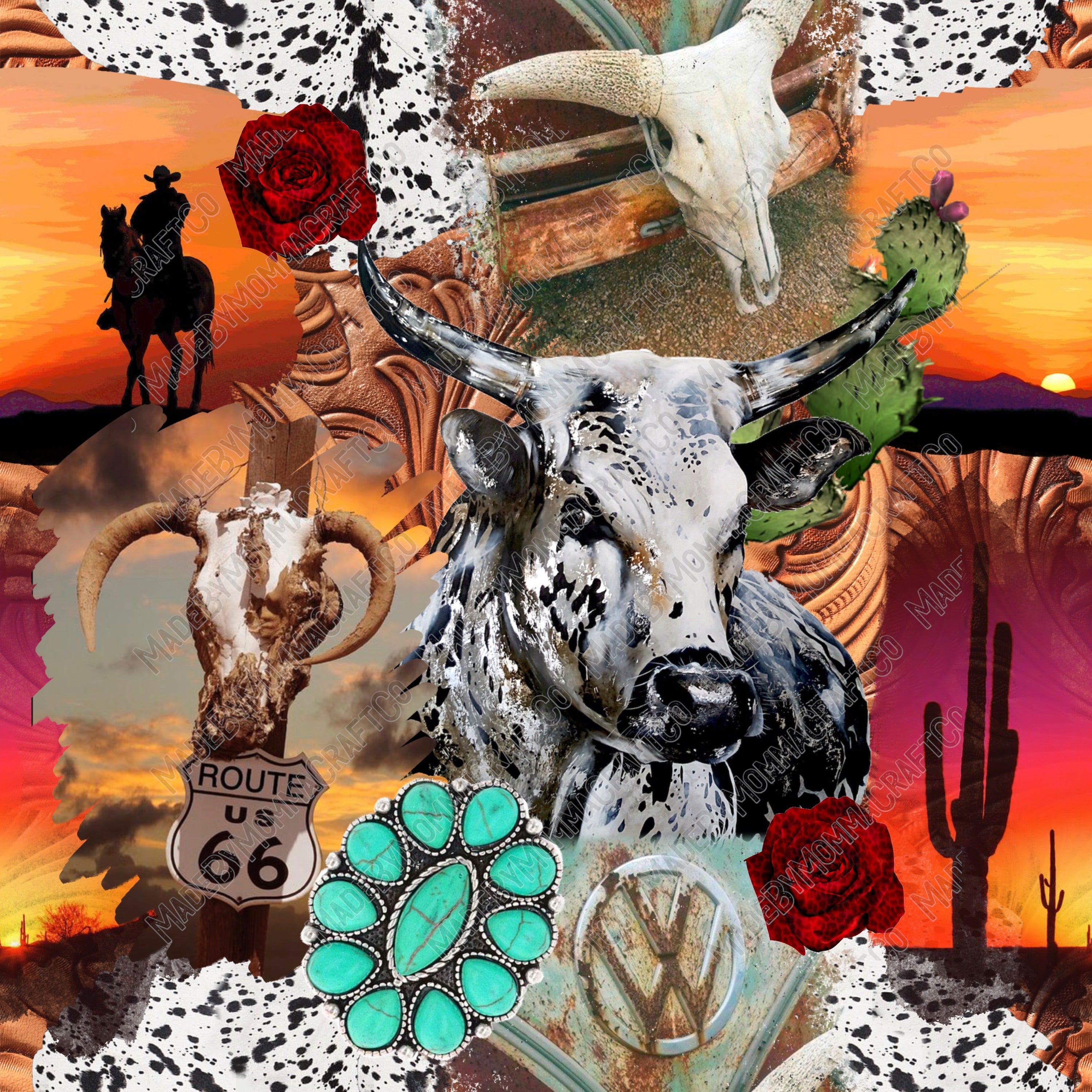 Bull Collage - Vinyl Or Waterslide Seamless Wrap | Made By Momma ...