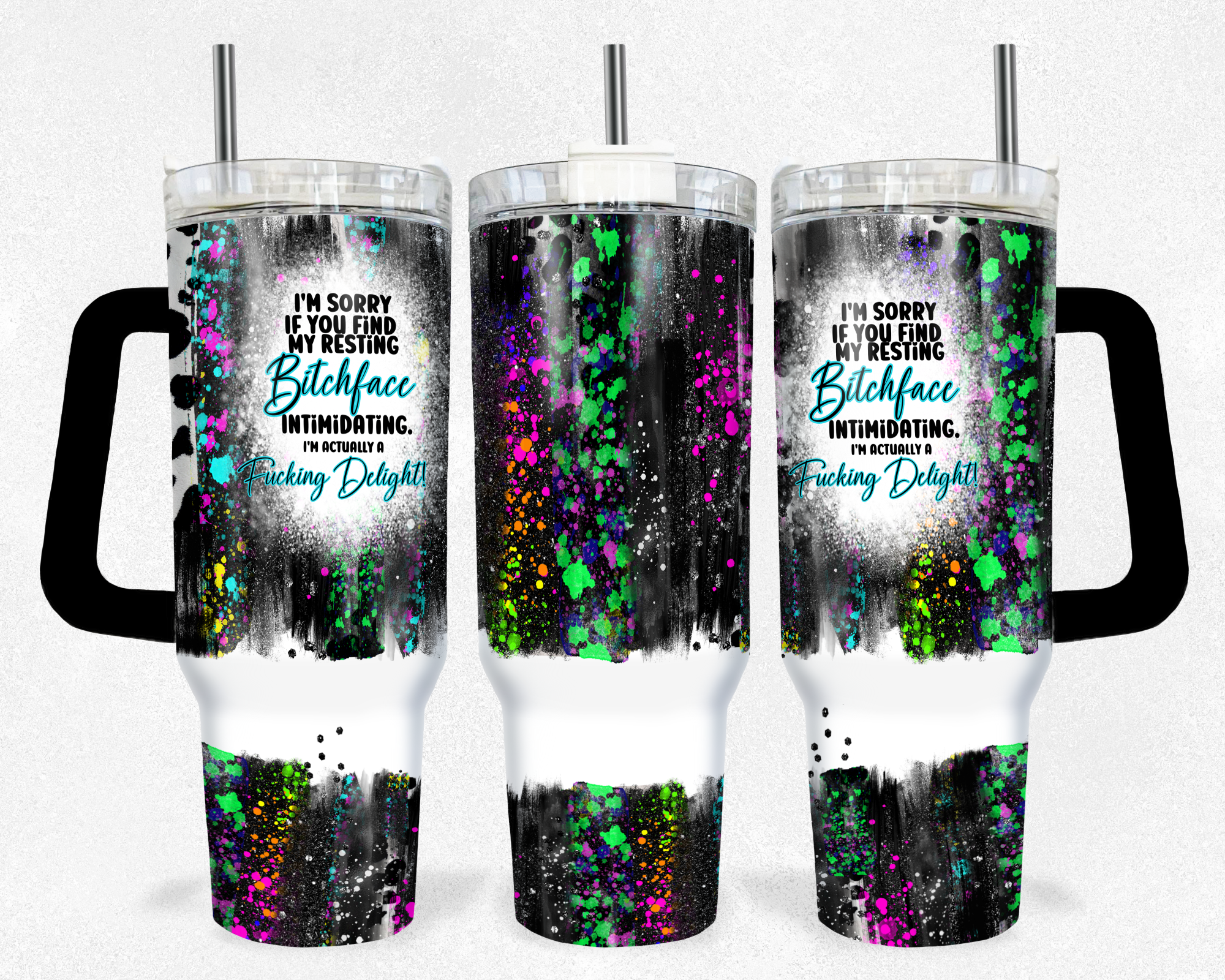 Bitch Face - 40oz Handle Tumbler - Sublimation or Waterslide Wrap