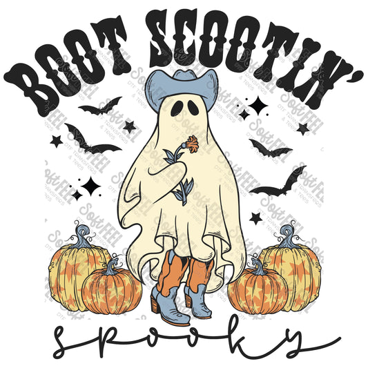 Boot Scootin' Spooky Ghost - Country Western / Retro / Halloween Horror - Direct To Film Transfer / DTF - Heat Press Clothing Transfer