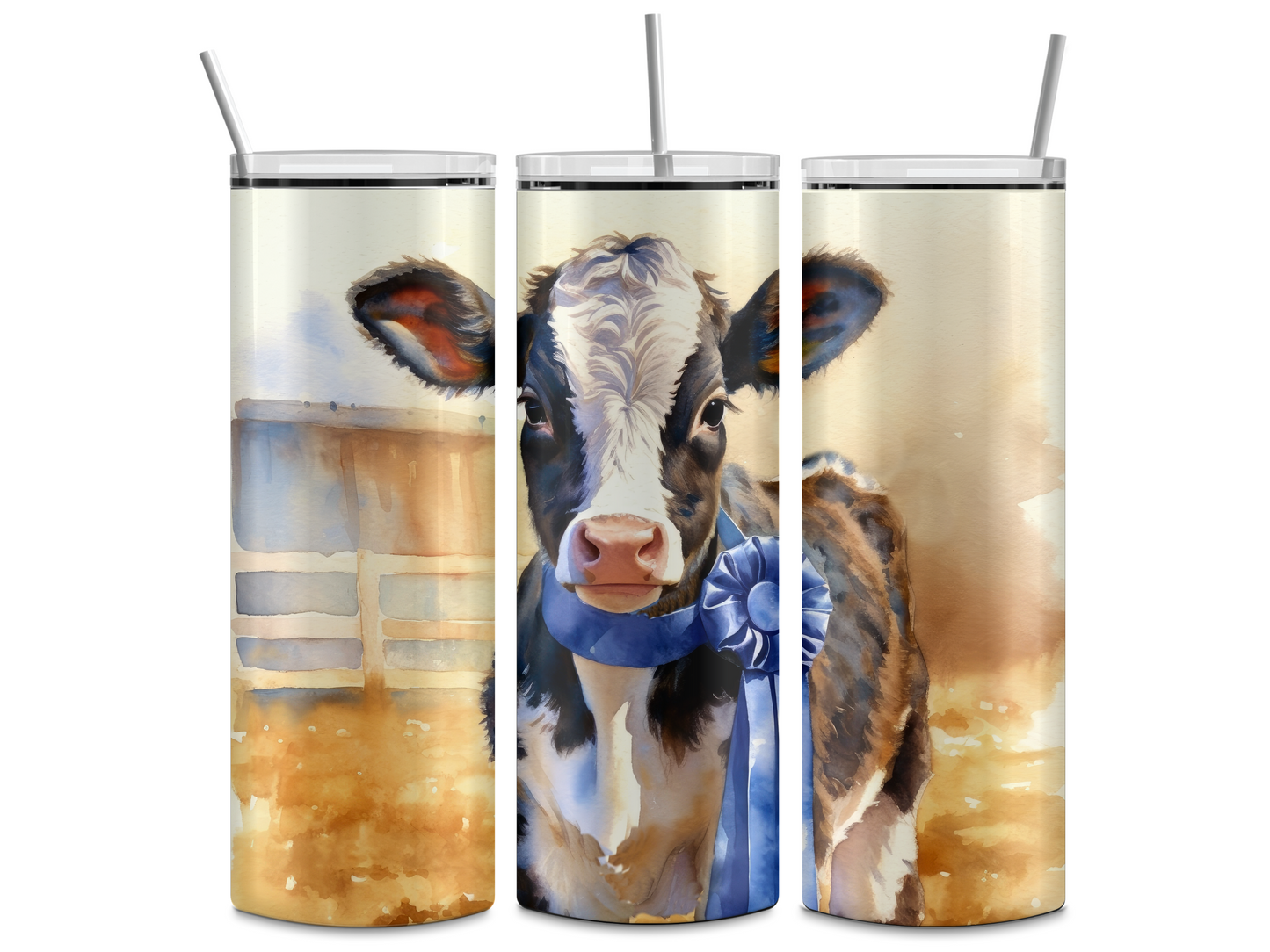 Baby Calf Blue Ribbon - Sublimation or Waterslide Wrap - 20oz and 30oz