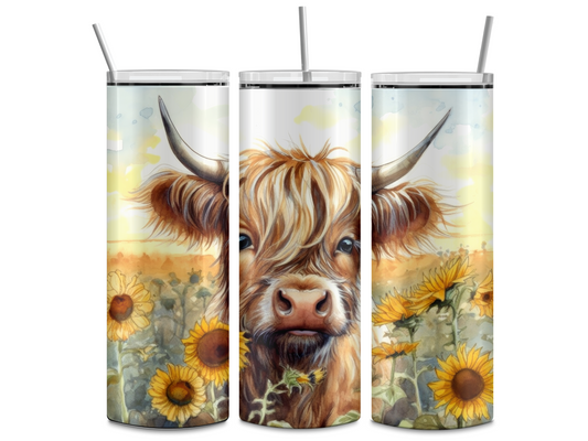 Baby Highland Cow - Sublimation or Waterslide Wrap - 20oz and 30oz