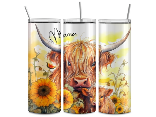 Baby Mama Highland Cow - Sublimation or Waterslide Wrap - 20oz and 30oz