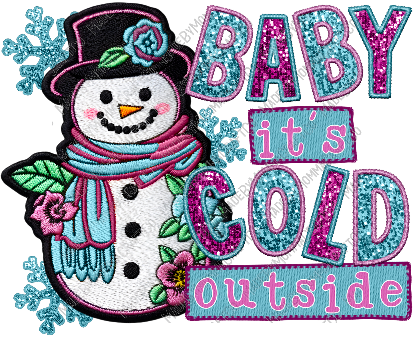 Baby Its Cold - Faux Embroidery - Cheat Clear Waterslide™ or White Cast Sticker